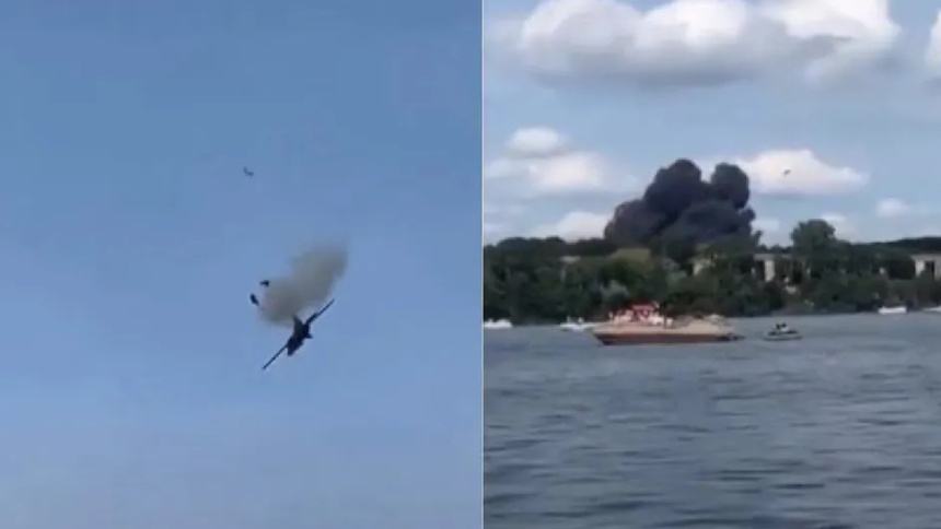 EN VIDEO: Avión de combate se estrelló contra complejo residencial en Michigan durante espectáculo aéreo