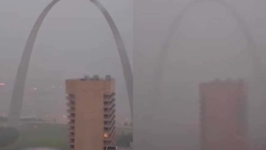 El Arco Gateway, de Missouri, fue testigo de las tormentas con tornados que se registraron este fin de semana en EEUU. 19 personas muertas