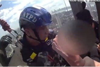 Funcionarios policiales lograron éxito el riesgoso rescate de una mujer, que quería saltar desde un edificio de 54 pisos en Nueva York (EEUU).