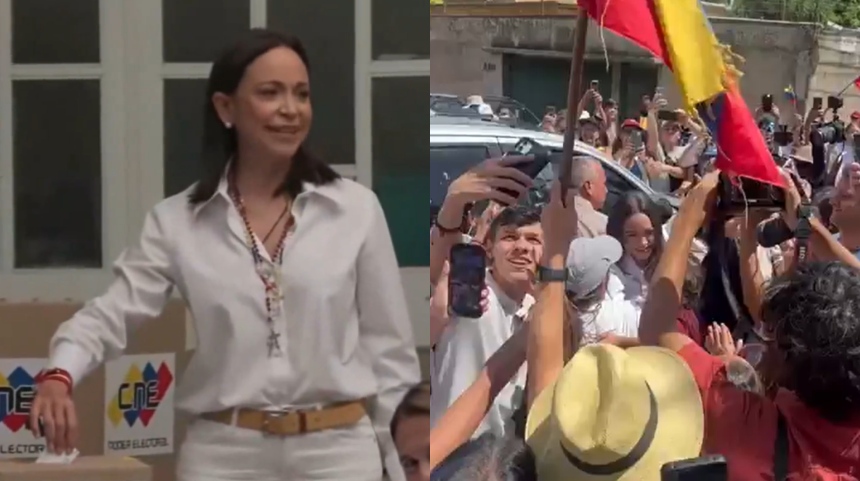 EN VIDEO: Así fue el momento en el que María Corina votó en Caracas