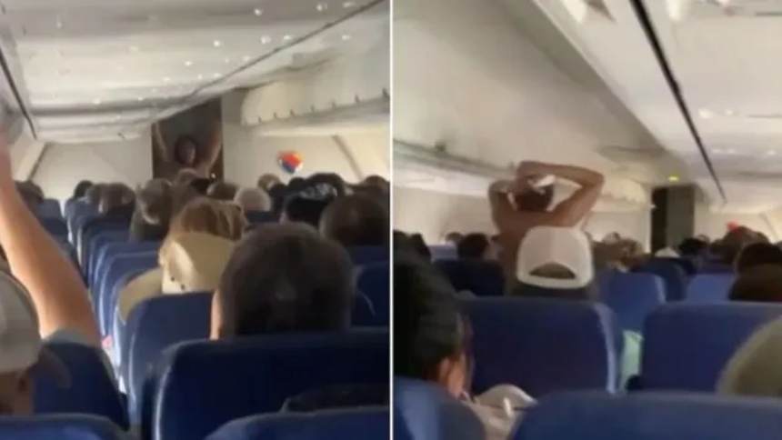 Durante un vuelo nacional en los Estados Unidos, una mujer desató el caos al despojarse de su ropa y correr por los pasillos del avión durante aproximadamente 25 minutos. 