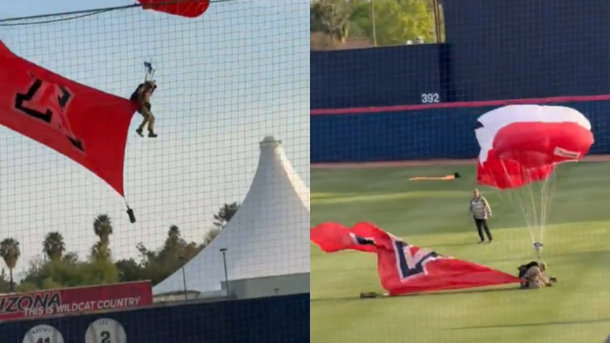 Dos paracaidistas resultaron heridos tras un aterrizaje extremadamente duro durante un juego de béisbol en Arizona (EEUU).  