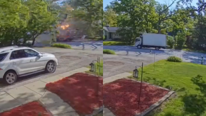 Un camión de mudanzas explotó inesperadamente, en una calle residencial de Chicago (EEUU), debido a una fuga de gas propano.