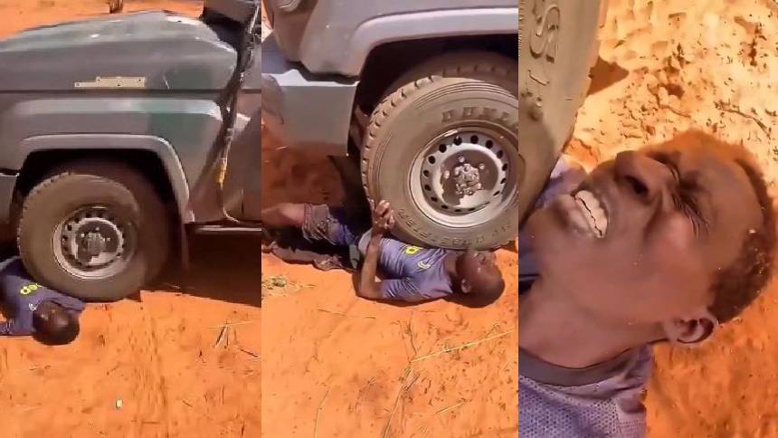ESTREMECEDOR VIDEO: Militares sudaneses torturan a un civil pasándole una camioneta por encima