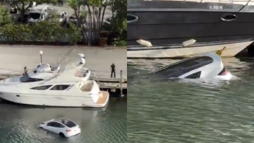 En una escena que parece sacada de una película de acción, un Tesla terminó sumergido en un canal de Sunny Isles Beach, en Florida (EEUU) el domingo por la tarde, luego de atravesar la puerta de seguridad de un edificio residencial.  
