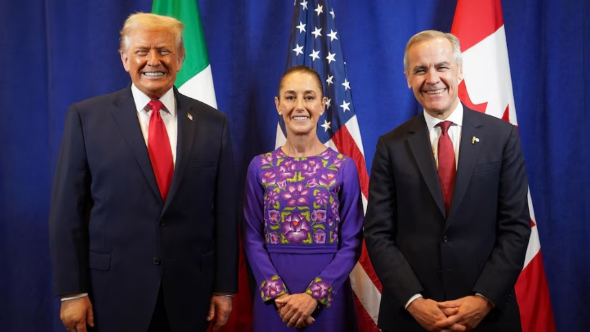 El presidente de Estados Unidos, Donald Trump; el primer ministro de Canadá, Mark Carney; y la presidenta de México, Claudia Sheinbaum, se encontraron este viernes, 5 de diciembre en Washington, en el marco del sorteo del Mundial de Fútbol 2026, torneo que será organizado de manera conjunta por las tres naciones. 