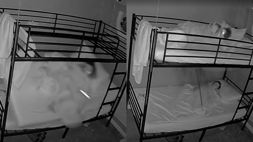Un video de seguridad captó el angustiante momento, cuando la parte superior de una litera colapsó y cayó sobre un niño que dormía en la cama inferior, en una vivienda de Iowa Park, Texas (EEUU).  