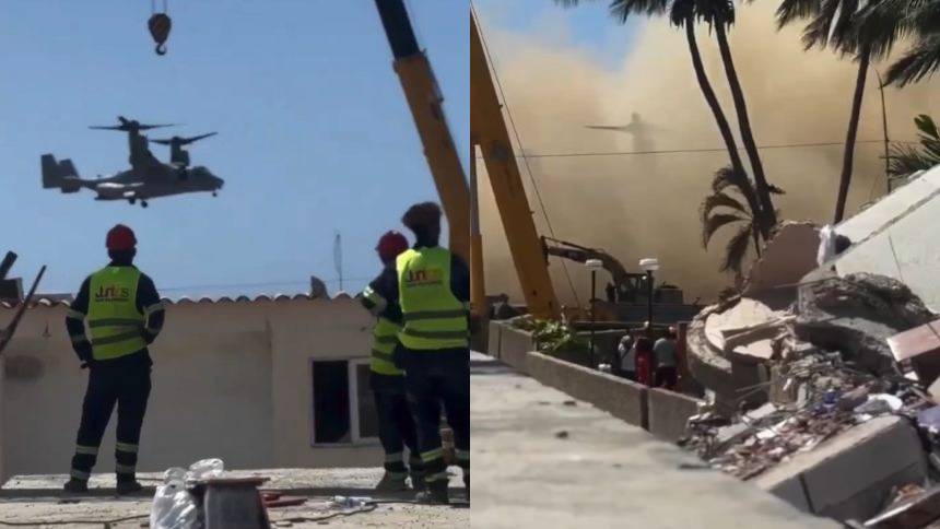 EN VIDEO: Aeronave de EEUU levantó gran nube de arena al aterrizar en la zona cero de la tragedia en La Guaira