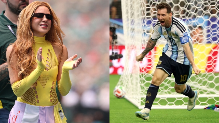 La cantante colombiana Shakira no pudo evitar reaccionar ante otra jornada histórica del argentino Lionel Messi, quien se convirtió en el goleador histórico de los mundiales, tras la victoria este lunes de su selección sobre Austria (2-0).  