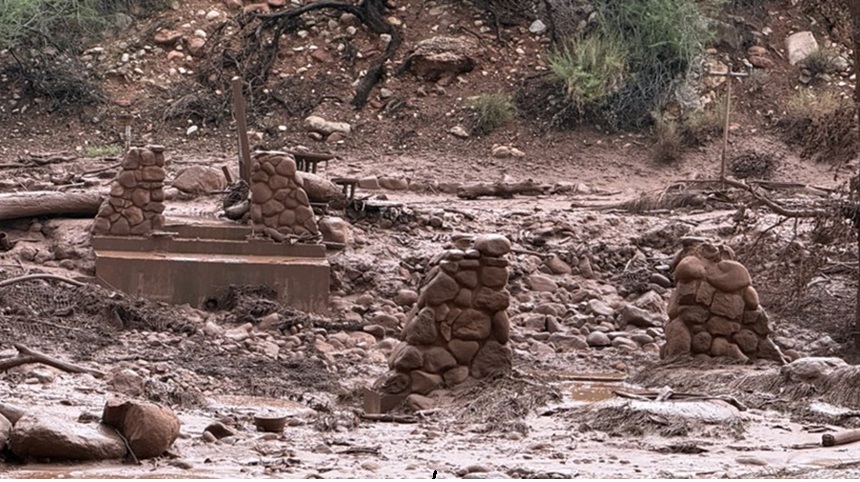 Zonas del Gran Cañón sufrieron inundaciones repentinas a casa de las lluvias. Foto cortesía RRSS Grand Canyon.