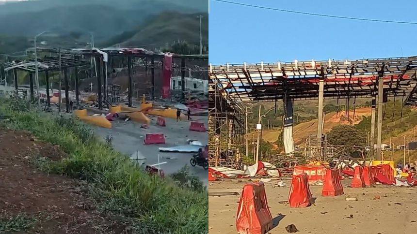 VIDEOS: Así quedó un peaje atacado con explosivos en Colombia horas después de la investidura de De la Espriella