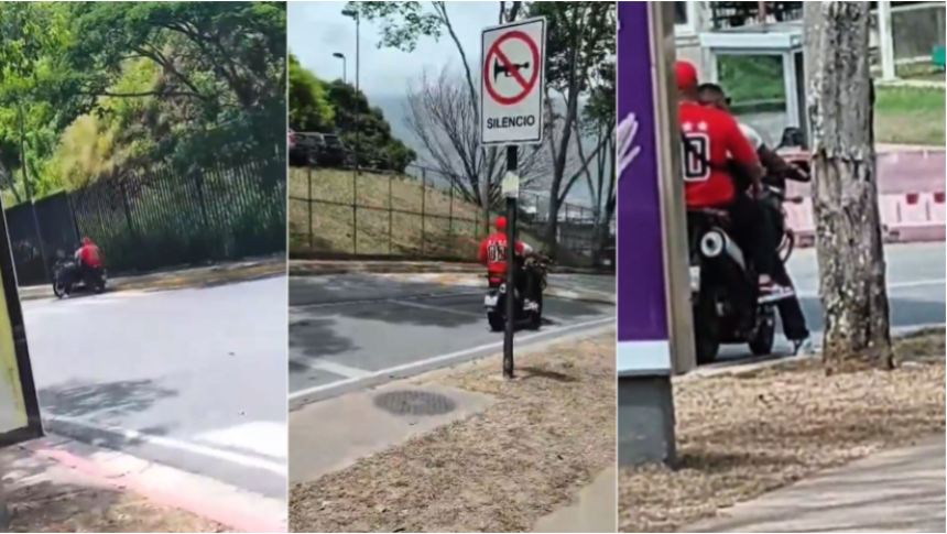 Los motorizados pasan cerca de los familiares de lo presos polítios para amedrenarlos. Fotos capturas de video RRSS Seir Contreras.